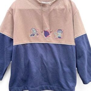 Vintage Bobbie Brooks Two-Tone Pullover Sweatshirt | Tan & Navy | XL